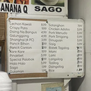menu