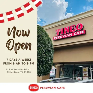 7 days a week from 9am to 9pm