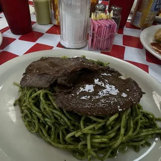 Tallarines Verdes con Bistec