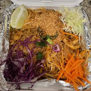 Chicken pad Thai - this wasn&apos;t my favorite. It tasted like it had tomato paste in it