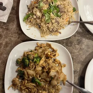 Pad see ew and basil fried rice