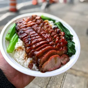 a person holding a plate of food