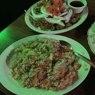 Spam fried rice &amp; fried pork