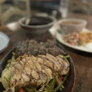 Steak and chicken fajitas. So good