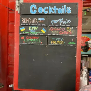 a menu on a chalkboard