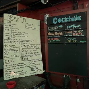 a menu on a chalkboard