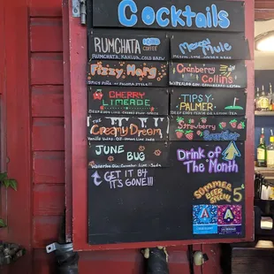 Cocktail menu