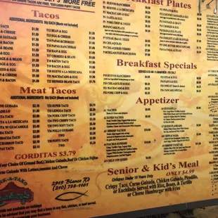 Outside menu