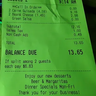4.59 for a carne guisada tacos menu shows 3.29. An outrageous increase of 1.30. Total price for one carne guisada taco without cheese 4.97.