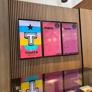 menus on a wall