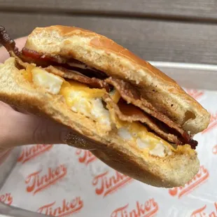 Breakfast sandwich with bacon
