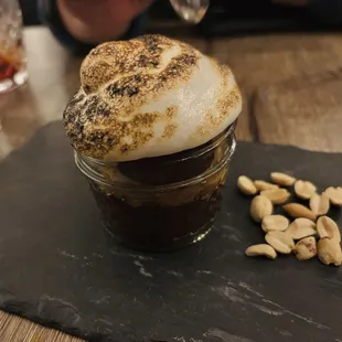 Vegan PB parfait with aquafaba marshmallow