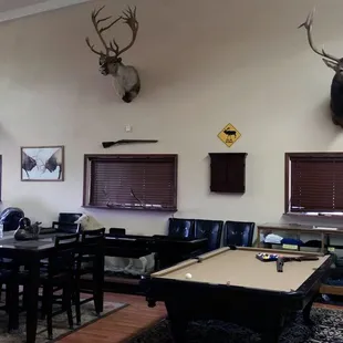 Tinnin Hunt Club.  Game/living room inside the Lodge.