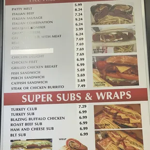 Super sandwiches, Subs and Wraps