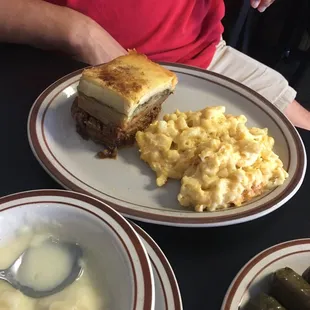 Moussaka, Mac &amp; cheese, potato soup was delicious!