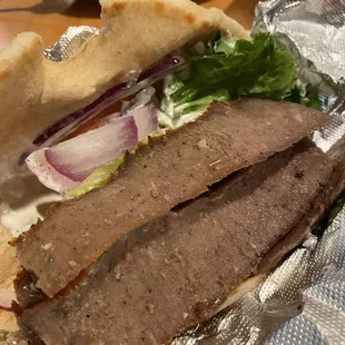 Gyro Sandwich - not very generous with the toppings (lettuce, tomato)