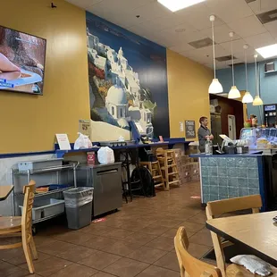 Seating and food order counter.