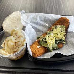 Haddock Tino, Pierogi, Extra Bread Slice