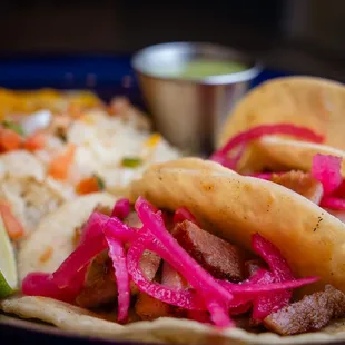a plate of mexican food