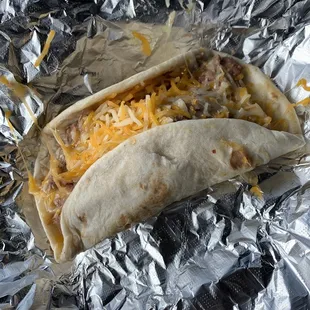 Bean and cheese on flour