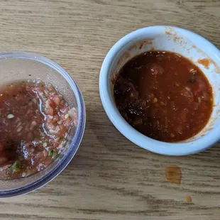 Regular and spicy salsas - yeah, we put a pretty good dent in it before I took the photo
