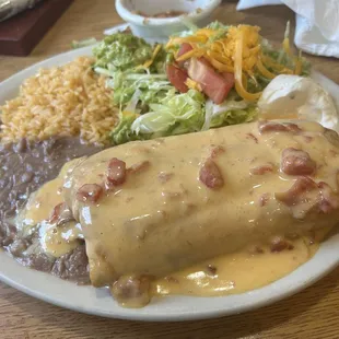 Chimichanga with queso.  Weekly deal is on Thursdays though 9.95 instead of 13.99