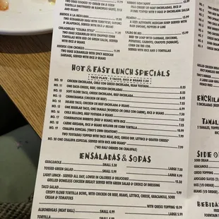 sushi and sashimi, menu