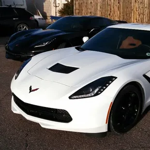 Two 2016 Z06 Corvettes Xpel Paint Protection Film installed on the Bumpers