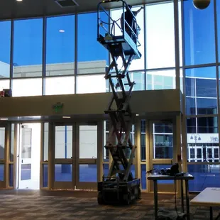 Sagebrush Community Church Youth Media Center. Installing a Glare Reducing Window Film.