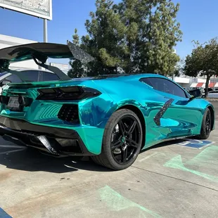 Teal chrome wrap