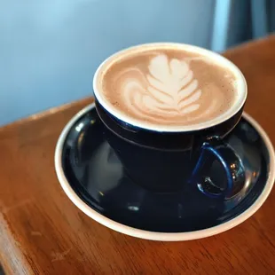 a cappuccino on a saucer