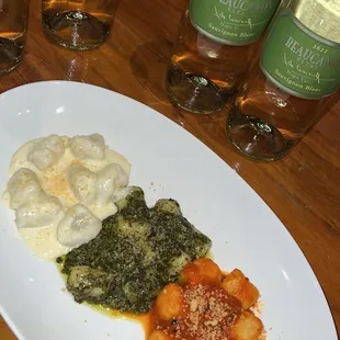 "Secret menu" homemade gnocchi with three different Italian sauces