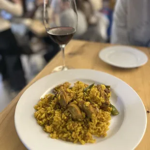 Paella with pork and chicken