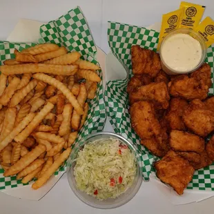 two baskets of fried food