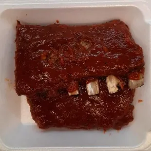 a piece of meat in a container