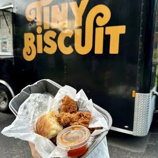 3 pc &amp; biscuit with maple bourbon buffalo sauce