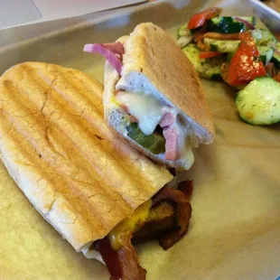 Cuban, meatloaf sandwiches w/ cucumber salad. $10