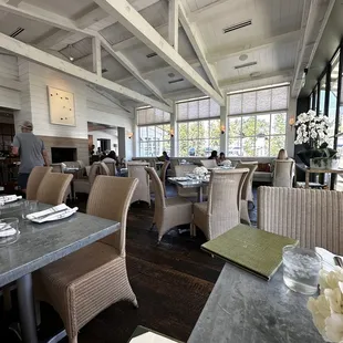 tables and chairs in a restaurant