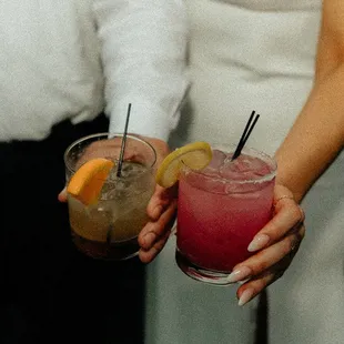 Lychee rose mocktail and whiskey sour