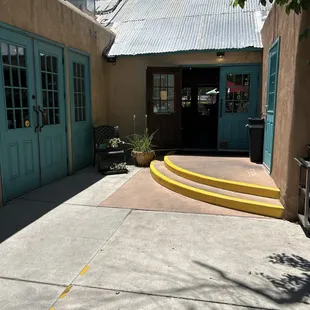 Parking lot side entrance