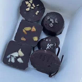 Peanut butter, coconut, mint, cookie dough, macadamia and pistachio chocolates