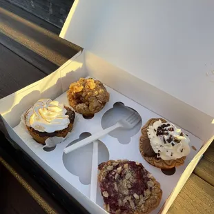 Smores, apple crumb, cherry, and chocolate cream