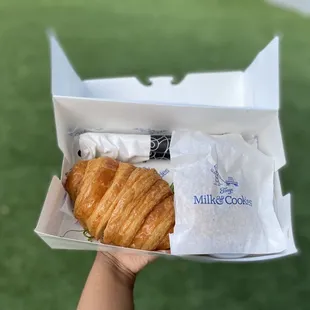 Breakfast croissant sandwich