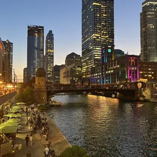 a view of a city at night