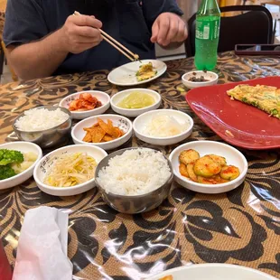 Sides for meals and pancake with spicy peppers