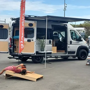 Reason to have cornhole outside ur tiny home (for the kids, lol)