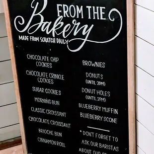From the Bakery menu