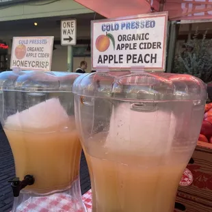 We try the apple peach one. It&apos;s 8$ for 16 oz and it&apos;s kind of water down from the melted ice in the container. Still refreshing though.