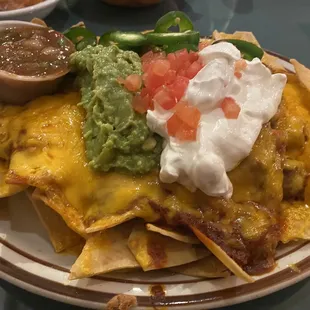 Carne adovada nacho plate.