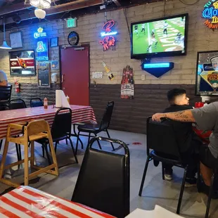 Front door of bar as viewed from the bar